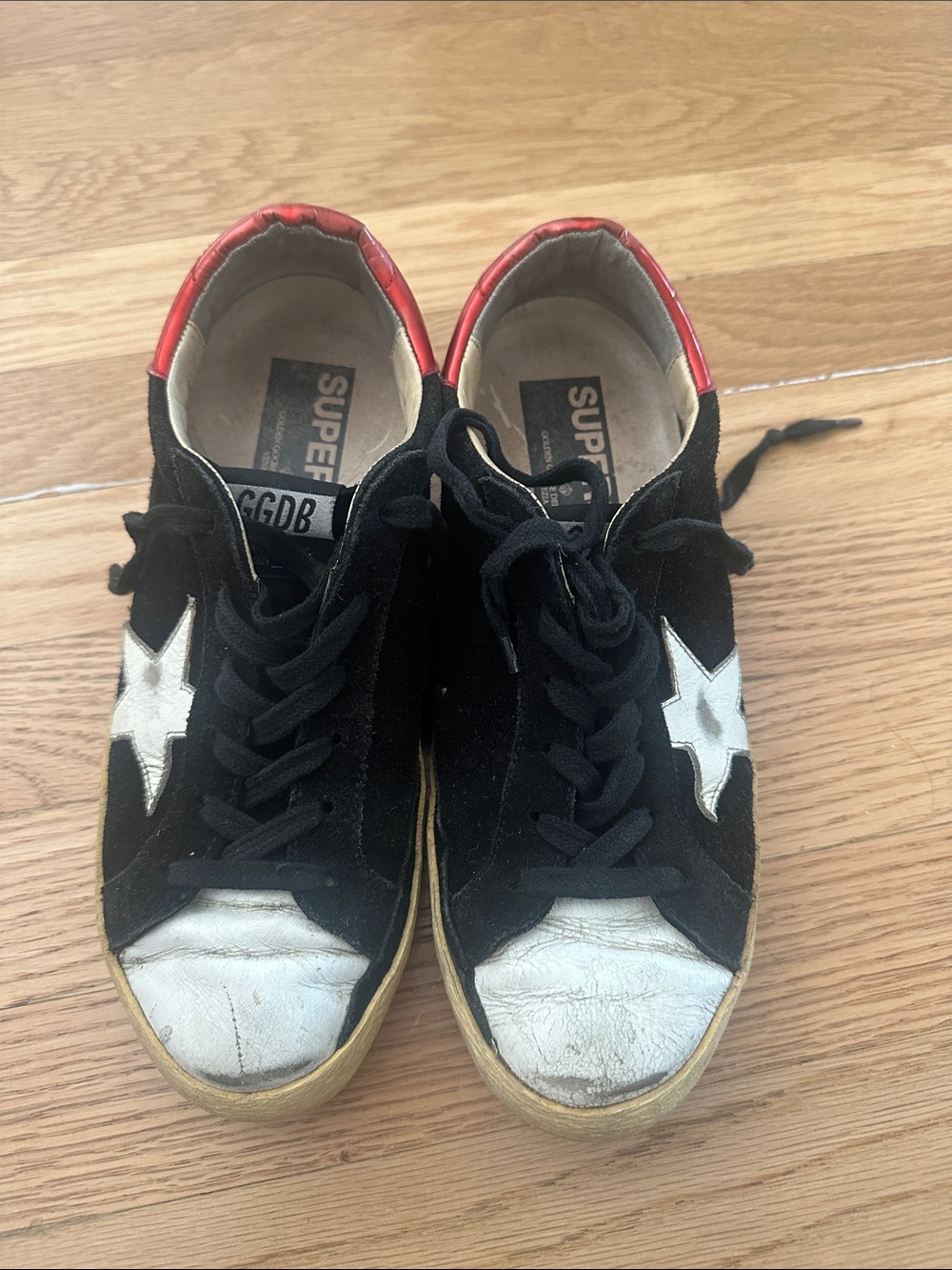 Golden Goose Style Black Suede  Sneakers with White Star